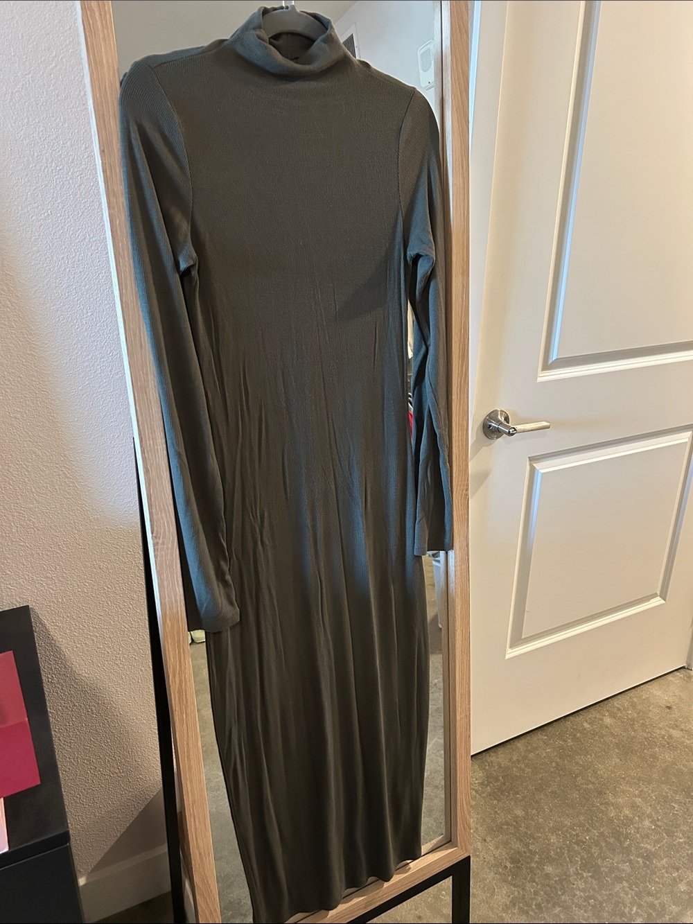 Joah Brown Mock Neck Midi Dress in Mineral M/L